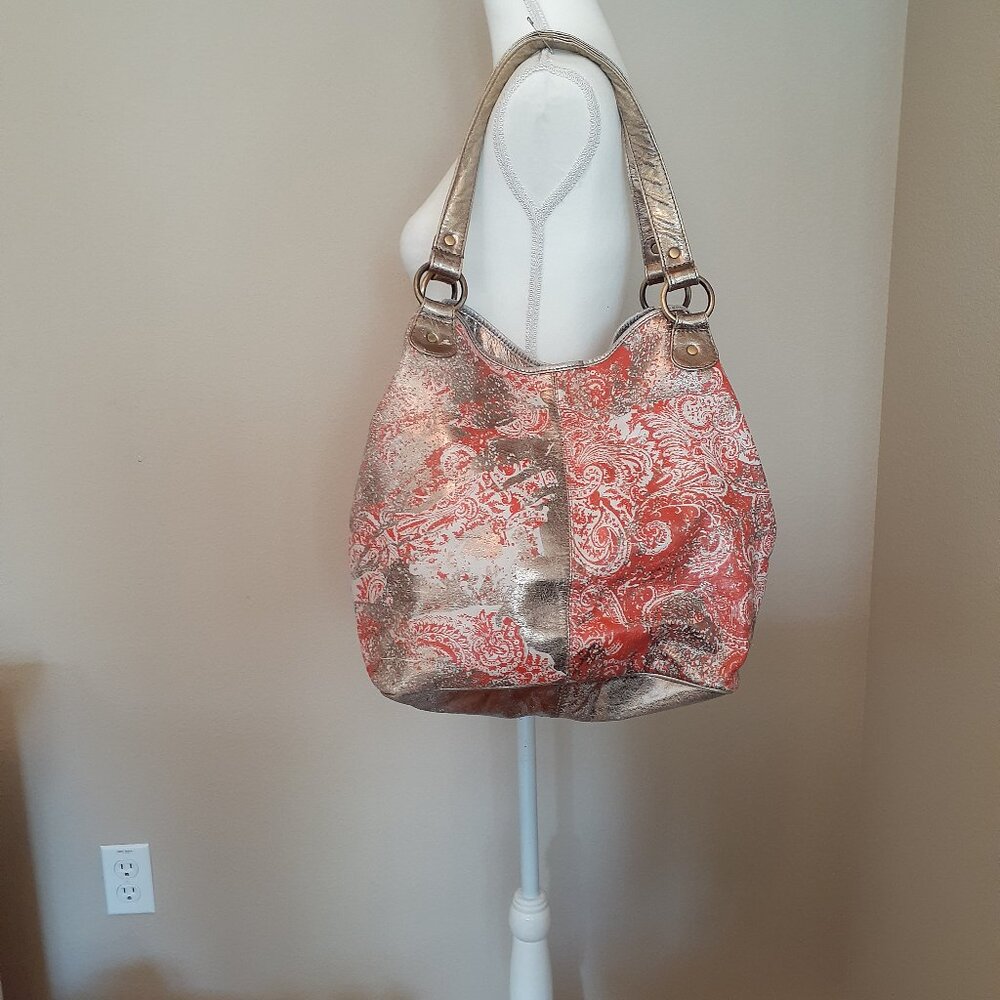 Jasper & Jerra Leather Metallic Print Bag - Picture 11 of 15